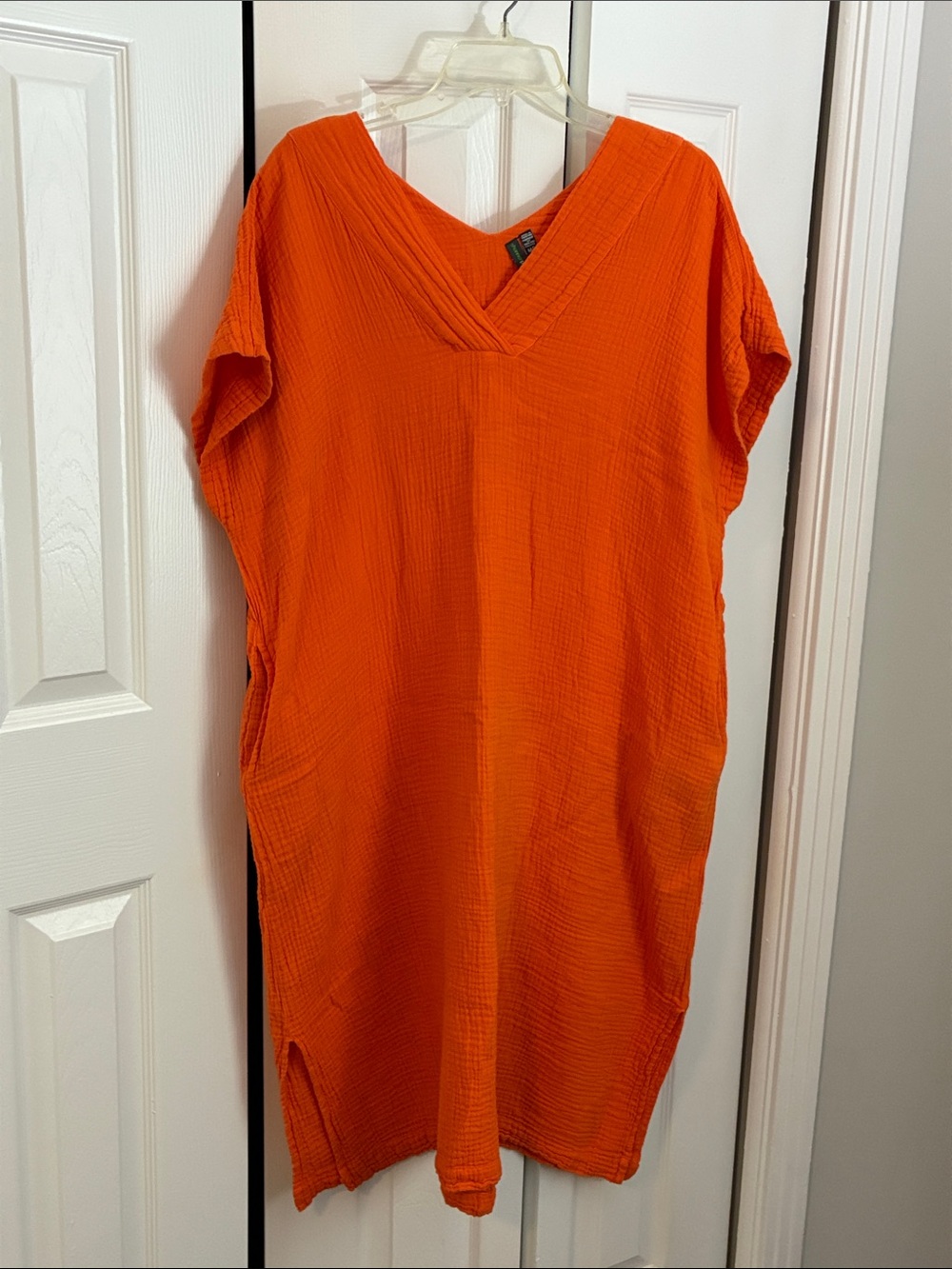 Shannon Passero Women’s Orange Sleeveless V Neck Midi Dress- Size M/L